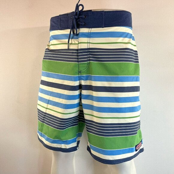 Vineyard Vines Men's Striped Nantucket Performance Swim Board Shorts - Size 35 - Picture 1 of 5